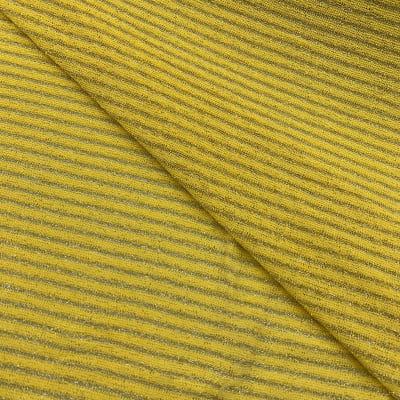 Malha Tricot Amarelo Listras Fio Lurex