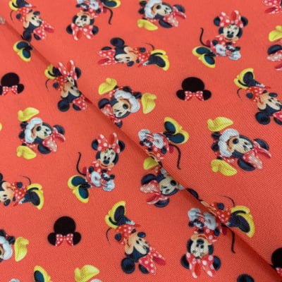 Microfibra Digital - Minnie Fundo Coral