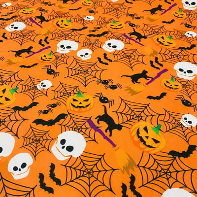 Microfibra Digital - Halloween Fundo Laranja